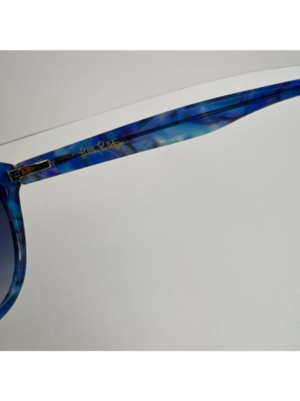 Lilly Pulitzer Havana Cat Eye Sunglasses Womens Gradient Lenses Case Blue Marble